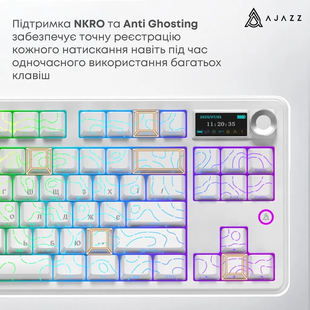 Клавіатура Ajazz AK870 V2 Side Contour White (AK870-V2-S-W) - фото 11