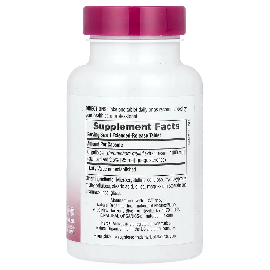 Гуггул Nature's Plus Gugulipid Herbal Actives 1000 мг 30 таблеток - фото 2