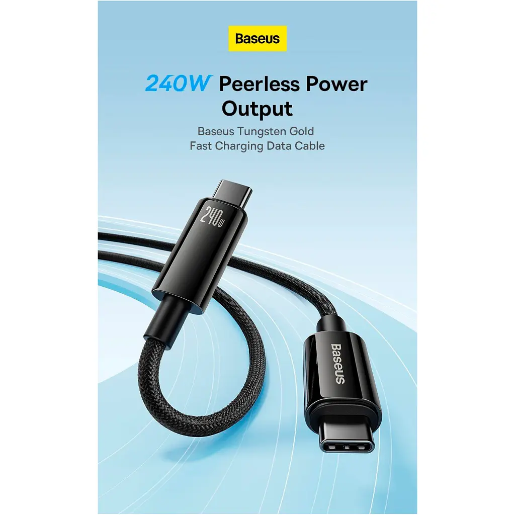 Дата кабель USB-C to USB-C 1.0m 240W Black Baseus (CAWJ040001) - фото 7