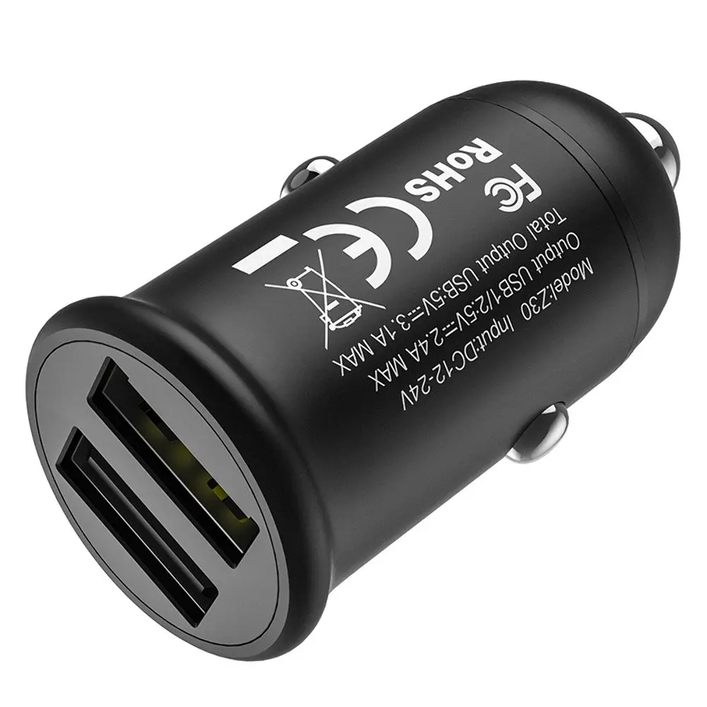 Автомобільний зарядний пристрій Hoco Z30 2 USB чорний - фото 5