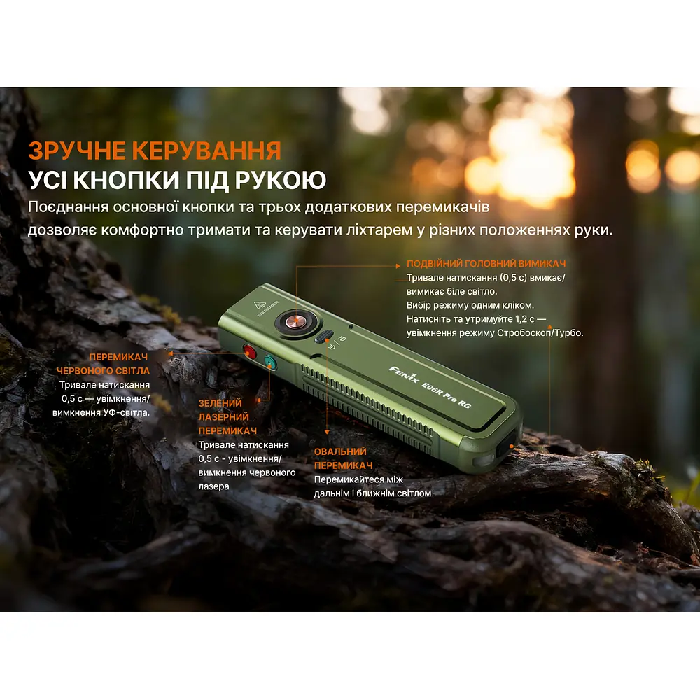 Ліхтар Fenix E06R PRO RG, зелений - фото 13