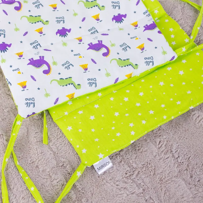 Борт в кроватку MirSon Kids Time 18-0001 Hello Dino защитный белый 4 шт. - фото 4