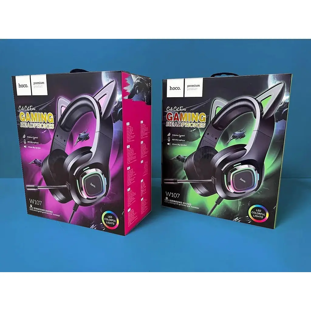 Навушники Hoco W107 Cute cat luminous cat ear gaming headphones - фото 8