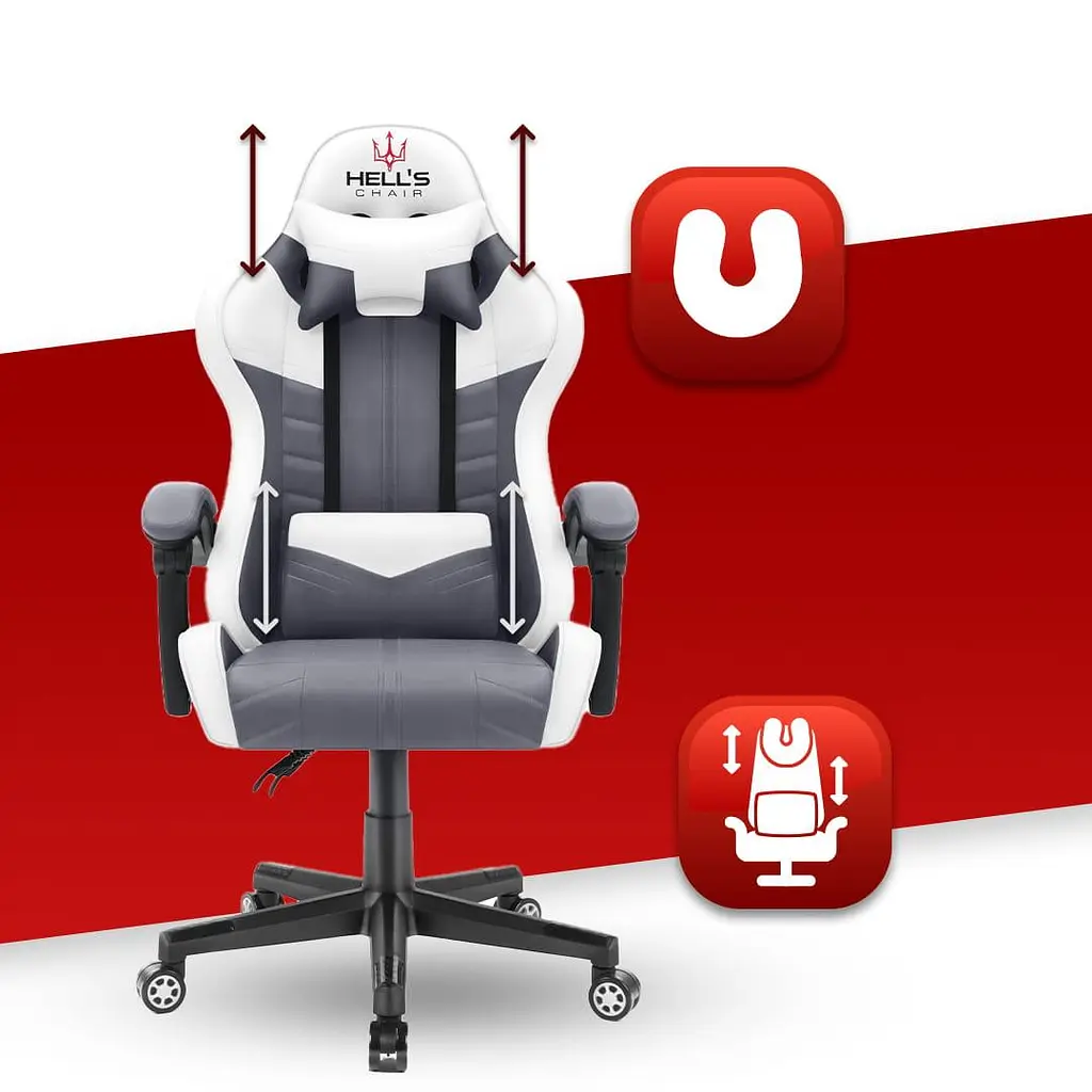 Компьютерное кресло Hell's Chair HC-1004 White-Grey (тканина) - фото 2