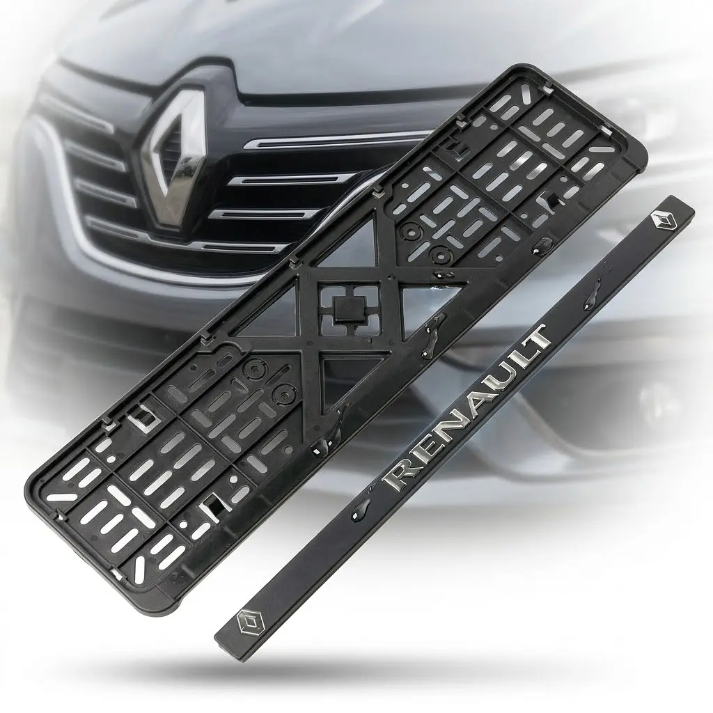 Рамка номера Renault засувка 3D напис Хромований / гнучкий морозостійкий - фото 4