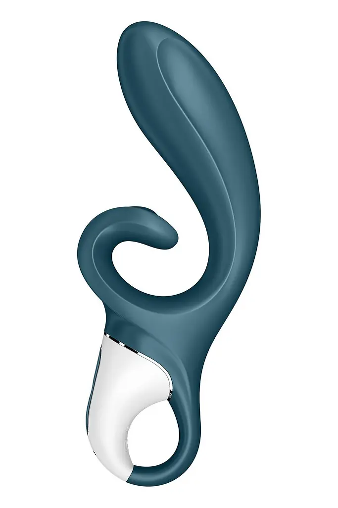 Смарт вібратор-кролик Satisfyer Hug Me Bluegrey, 2 мотори, діаметр 4,2см, широка кліторальна частина - фото 2