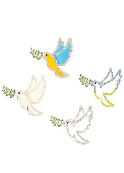 Брошь Голубь мира брошь-булавка символ Украины желто-голубая - фото 2