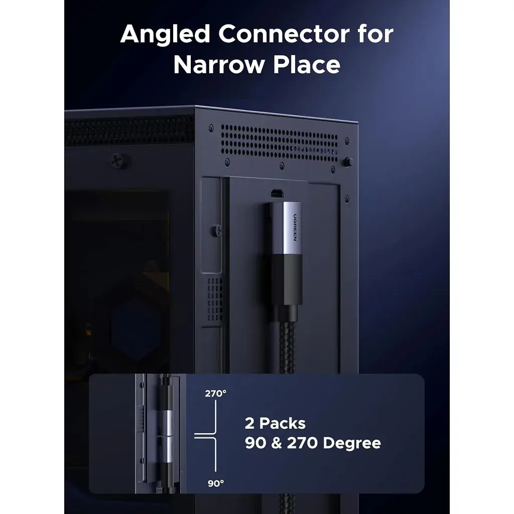 Перехідник HDMI M to HDMI F 8K60Hz 48Gbps 90° corner black Ugreen (85632) - фото 4