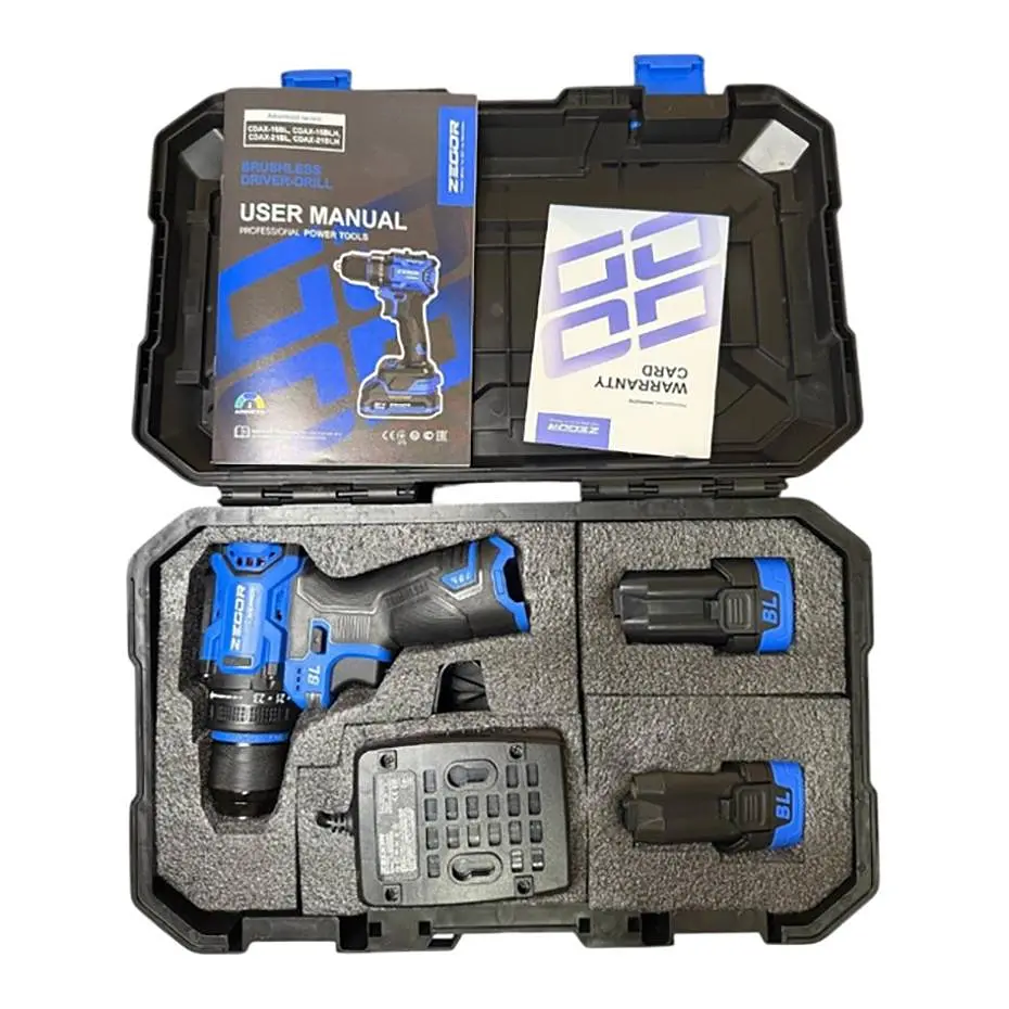 Шуруповерт аккумуляторный бесщеточный Zegor CDAX-16BL/16В/45 Нм/две скорости/2 батареи 16 В 2 Ач/реверс/подсветка/кейс
 - фото 8
