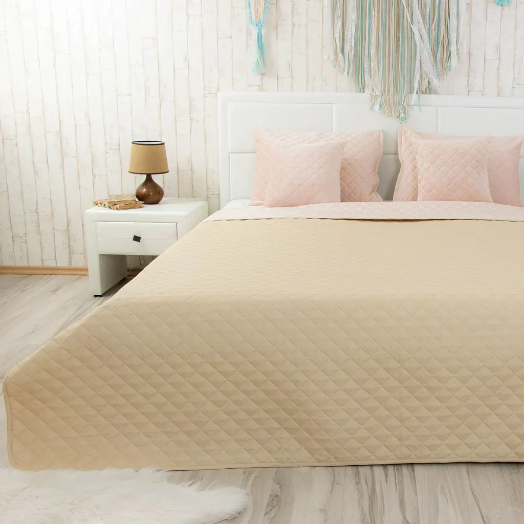 Покривало Руно 180х220 VeLour Apricot ромб (340.55_Apricot ромб) - фото 3