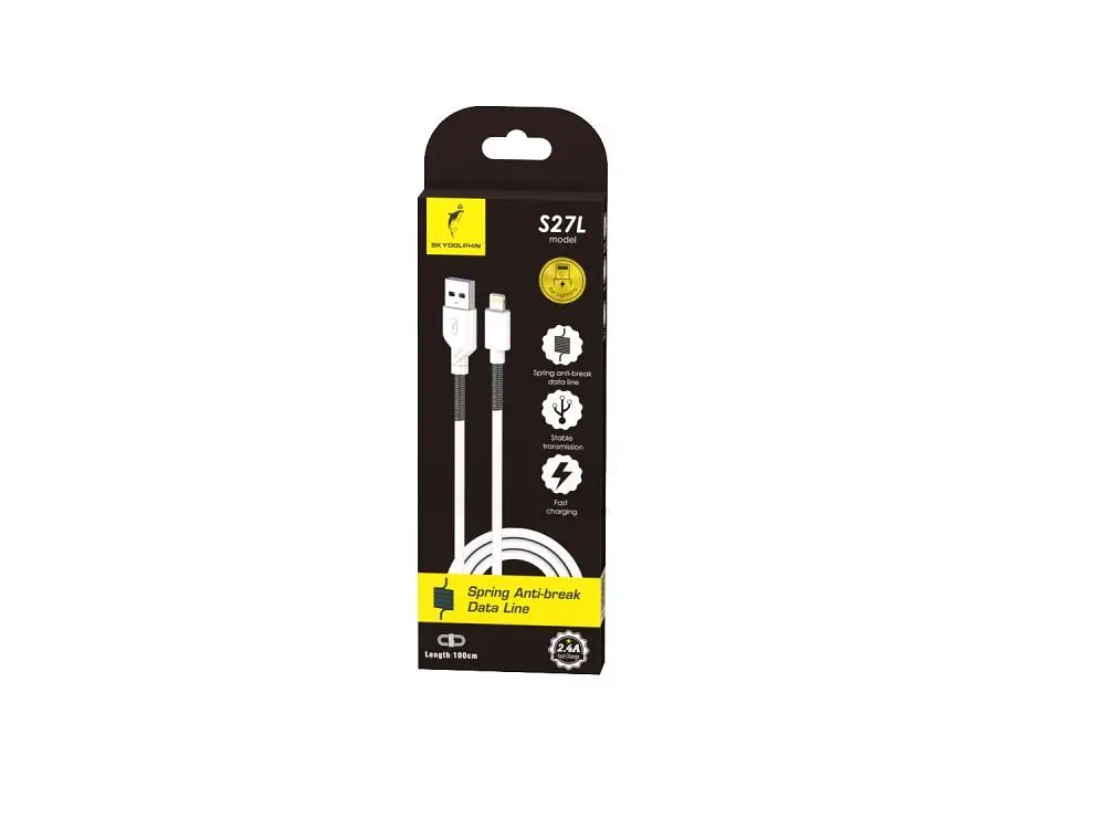 Кабель SkyDolphin S27L Spring Anti-Brake USB - Lightning (M/M), 1 м, White (SDUSB-000608) - фото 2