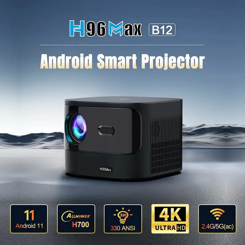 Проєктор H96 MAX B12 LED LCD FullHD 330AL 16:9 H700 2G/16G Android 11.0 HDMI WiFi BT чорний - фото 3