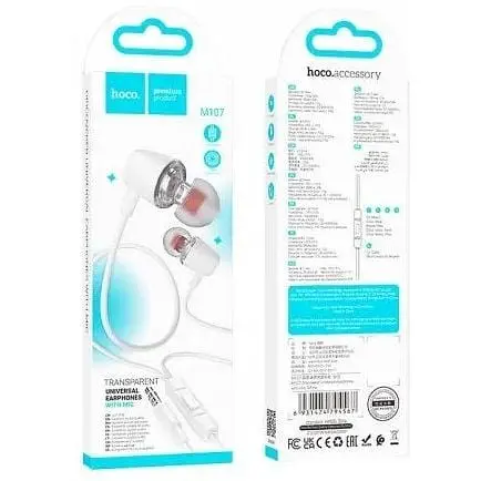 Навушники з мікрофоном Hoco M107 Discoverer універсальні earphones with mic білі 6931474794560 - фото 9