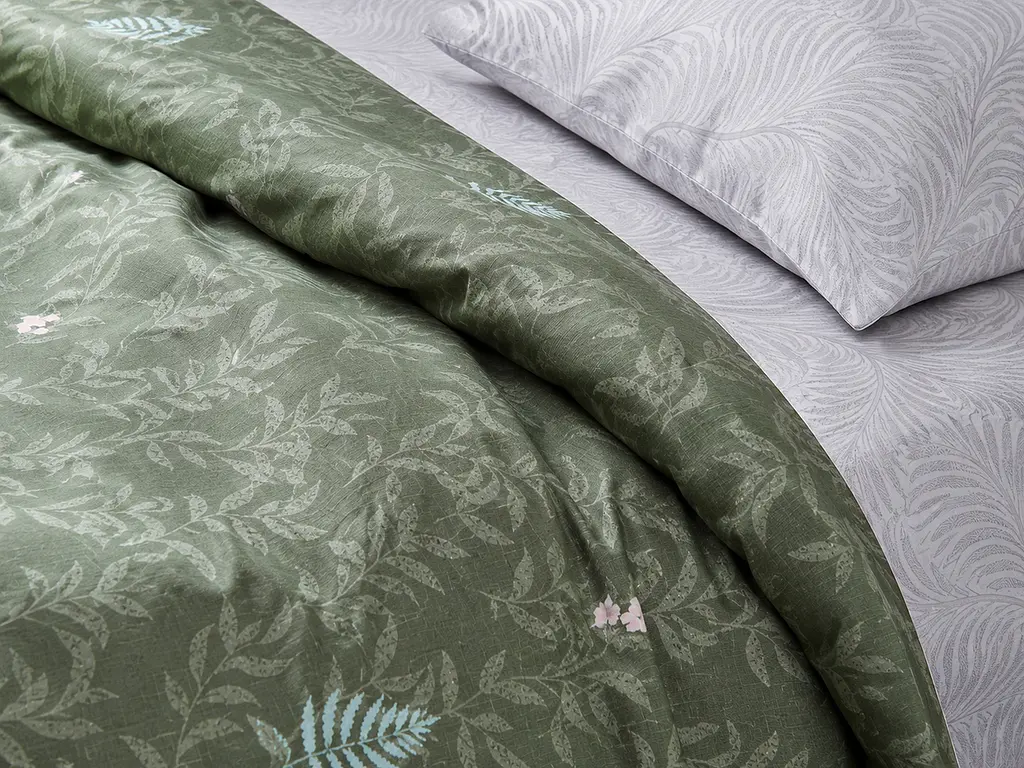 Комплект постільної білизни Ecotton полуторний 150х215 см Гілка зелений (20002АВ) (22249) - фото 5