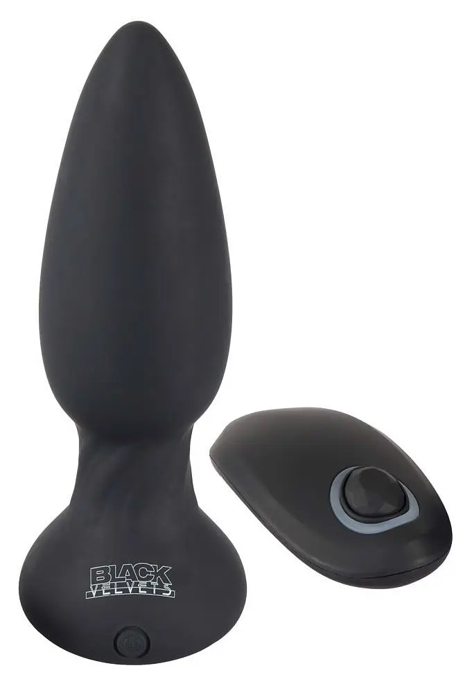 Анальна пробка Black Velvets Rotating Vibrating Plug 14 см (чорний) - фото 5