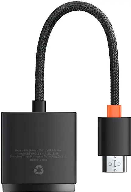 Кабель Baseus Lite Series Adapter HDMI to VGA WKQX010001 Black - фото 3
