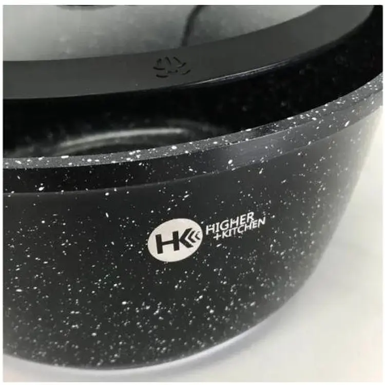 Набір посуду Higher Kitchen НК-325 XPRO гранітне покриття із силіконовими кришками 8 предметів чорний (42838-НК-325_1887) - фото 4