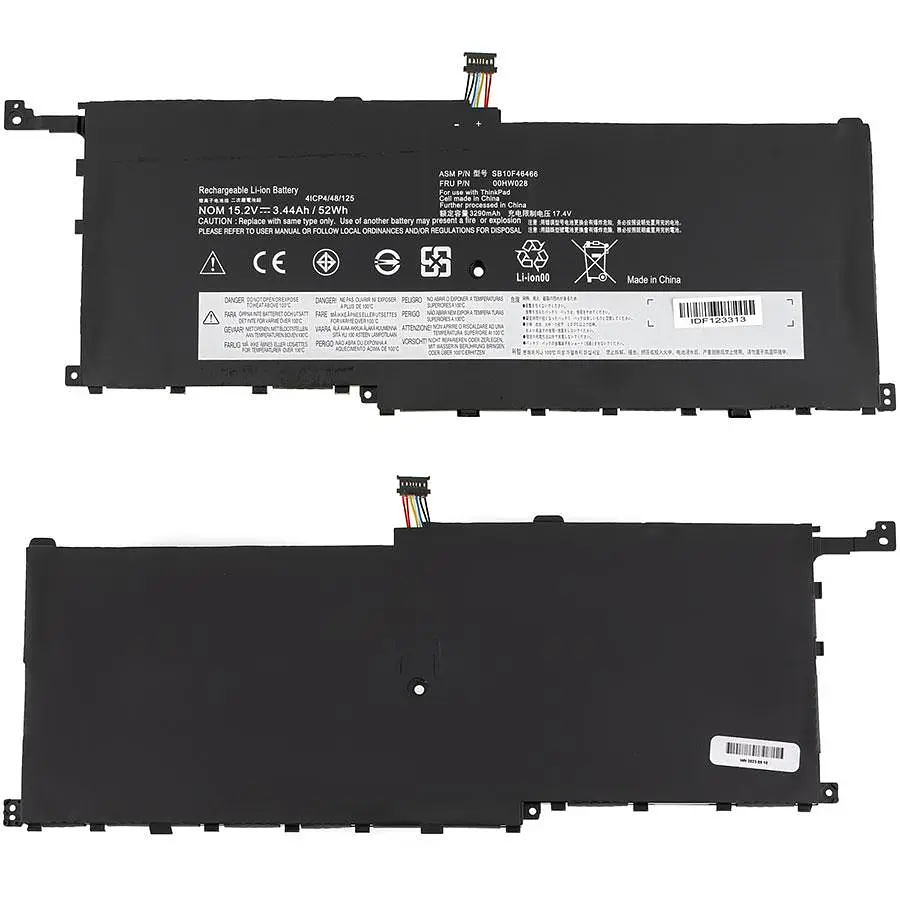 Батарея для ноутбука Lenovo 00HW028 (ThinkPad X1C Карбоновий 6th Generation) 15.2V 3440mAh 52Wh Чорний - фото 2
