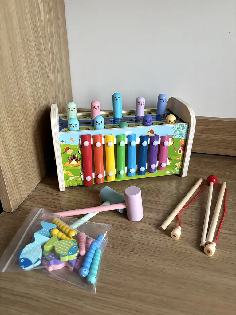 Дерев’яна розвиваюча іграшка Montessori 7-в-1 для дітей Музичний центр Монтессорі із ксилофоном (SKU-076) - фото 9