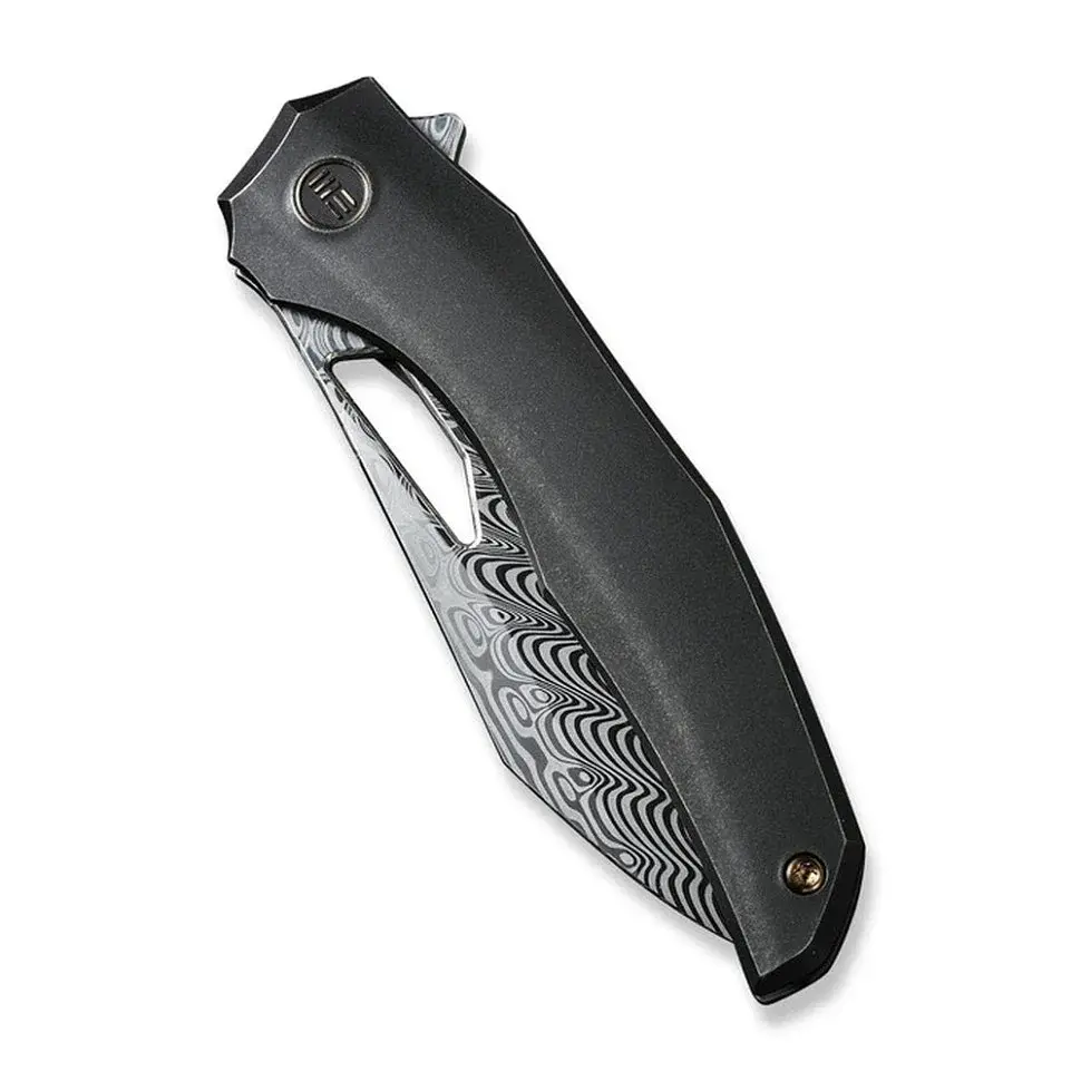 Ніж складаний туристичний WE Knife Ignio Damasteel 83,9 мм титановий чорний - фото 6