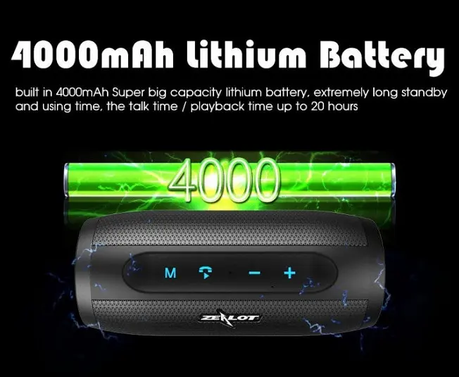 Беспроводная Bluetooth колонка Zealot S16 стереозвук HiFi (Бирюзовый) - фото 6