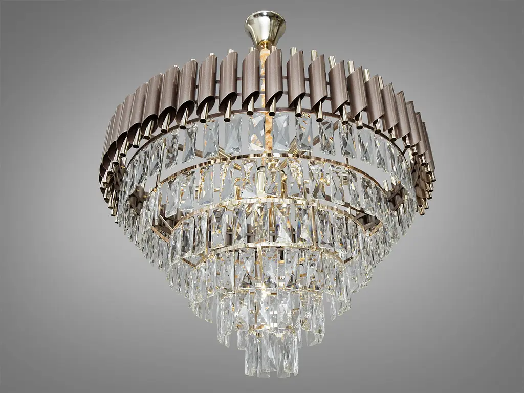 Люстра стельова кришталева Diasha 9001-750CF+SGD 15 E14, металевий каркас, висота 95 см, діаметр 73 см, сучасний стиль для зали - фото 3