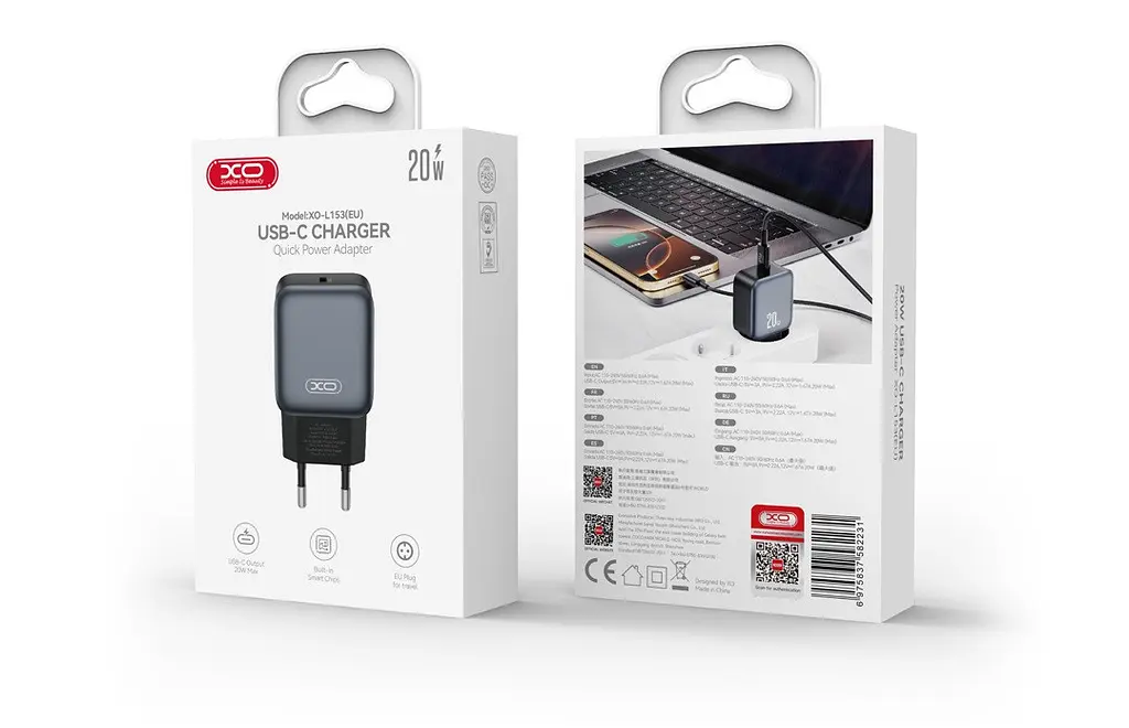 Мережевий зардний пристрій XO L153 - 20W PD Single port USB-C чорний (7109746) - фото 2