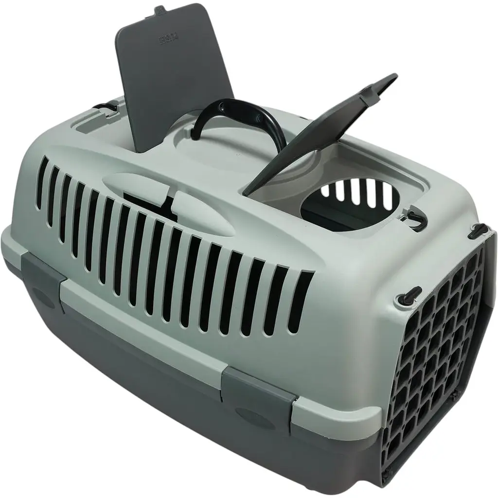 Переноска для тварин Stefanplast Gulliver 3 Green Line з пластиковими дверима до 10 кг сіро-зелена (97389) - фото 2