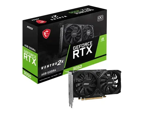 Відеокарта GeForce RTX 3050, MSI, VENTUS 2X E OC, 6Gb GDDR6, 96-bit, 2xHDMI/DP, 1492/14000 MHz (RTX 3050 VENTUS 2X E 6G OC) - фото 5