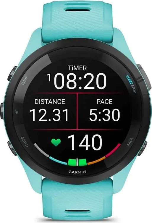 Смарт-годинник Garmin Forerunner 265 Black Bezel with Aqua Case and Aqua/Black Silicone Band (010-02810-12) - фото 3