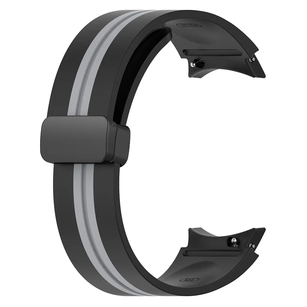 Ремешок для Samsung Galaxy Watch 4 40mm - черно-серый ширина крепления 20мм силикон Watchbands Cls-line-black (W35-6WB39441171) - фото 4