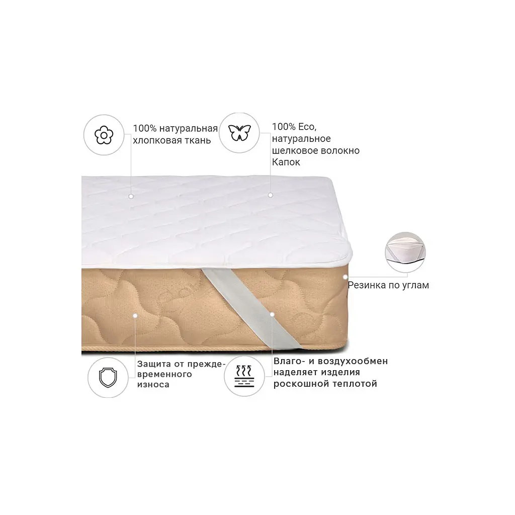Наматрацник MirSon Natural Line Стандарт Silk 974 90x190 см (2200000835789) - фото 2