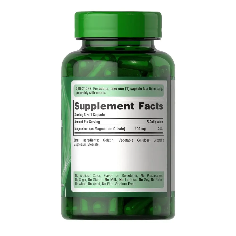 Вітаміни та мінерали Puritan's Pride Magnesium Citrate 100 mg, 100 капсул - фото 2