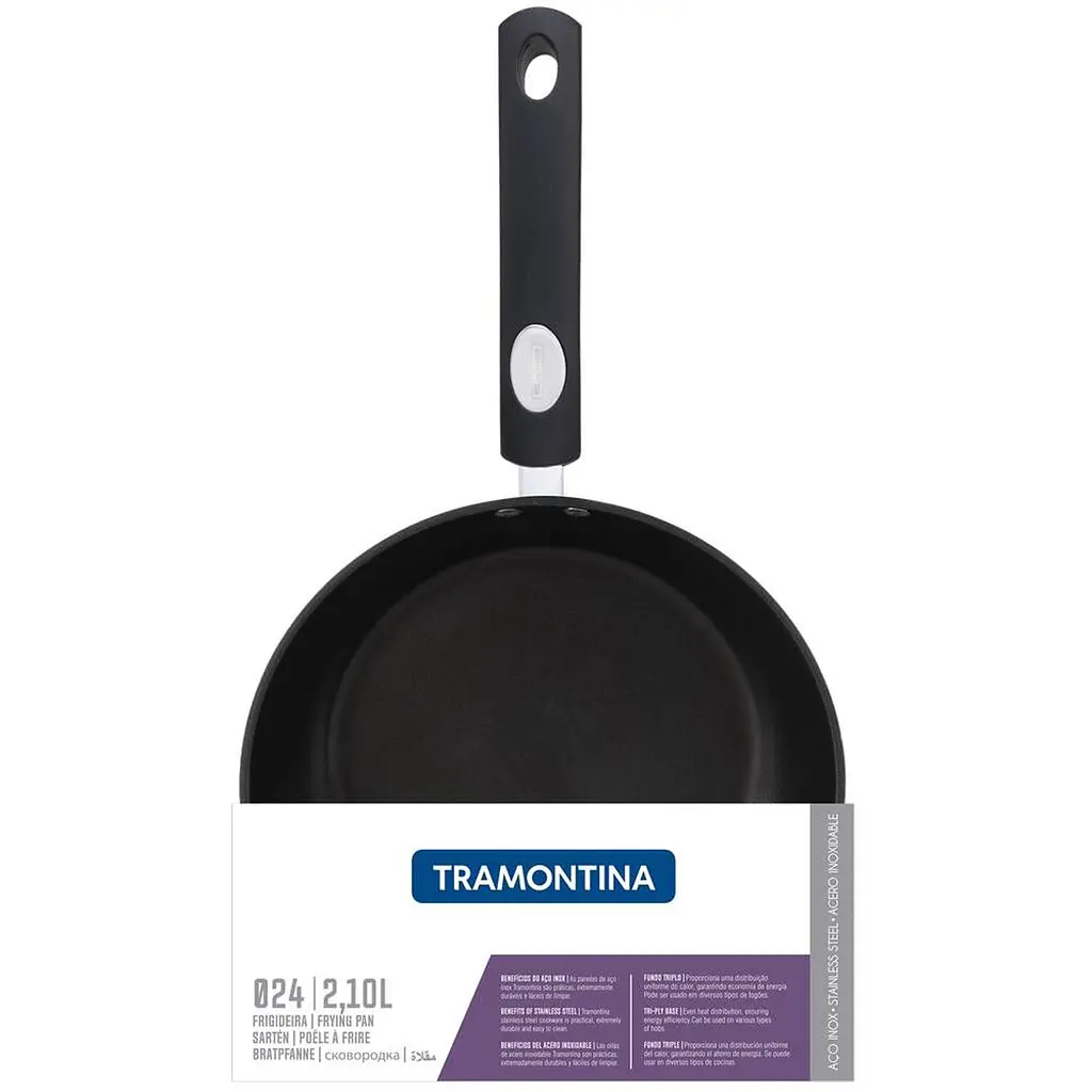 Сковорода Tramontina Solar Silicone нержавіюча сталь 24 см без кришки (62135/247) - фото 3