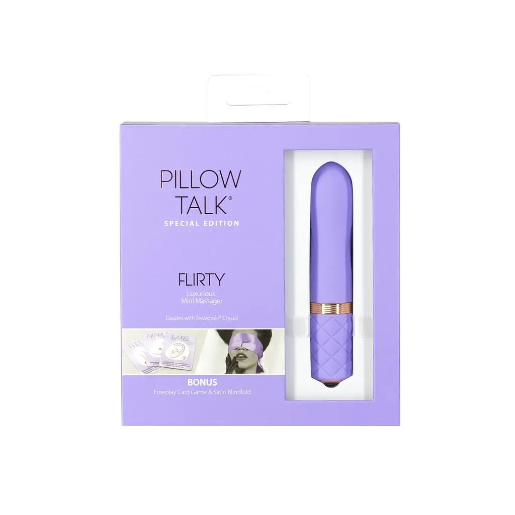 Розкішний вібратор Pillow Talk Flirty Purple Special Edition, Сваровскі, пов’язка на очі+гра - фото 8