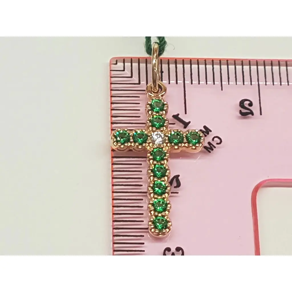 Золотий хрестик ЮЗ "Багет" з фіанітами. A3260/OD - фото 4