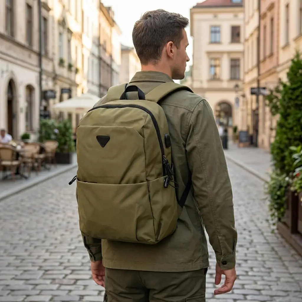 Рюкзак текстильний smart унісекс 20623 Vintage оливковий - фото 2