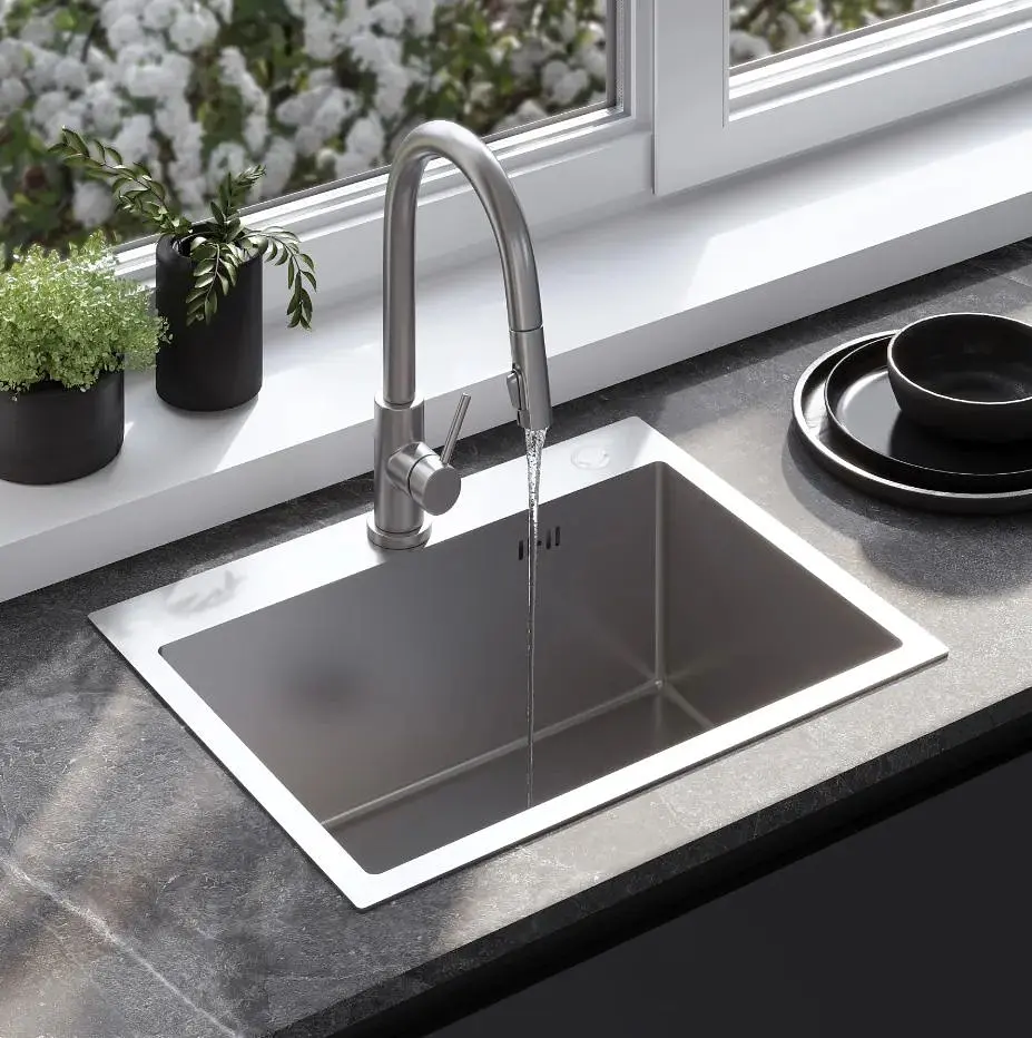 Кухонна мийка Rea Liam 580x450 мм nickel brushed ZLE-06006 - фото 6