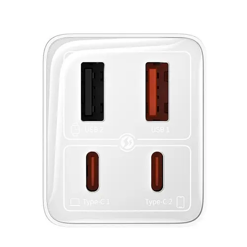 Мережевий зарядний пристрій Baseus GaN6 Pro Fast 2C+2U 65W Cable Type-C to Type-C 1m білий P10162701213-00 - фото 3