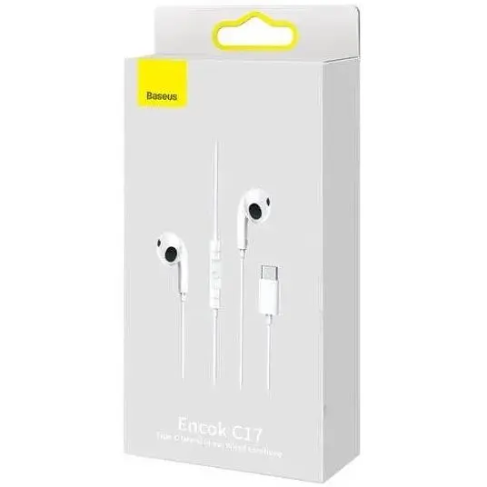 Навушники Baseus Encok Type-C lateral in-ear Wired Earphone C17 NGCR010002 White - фото 2