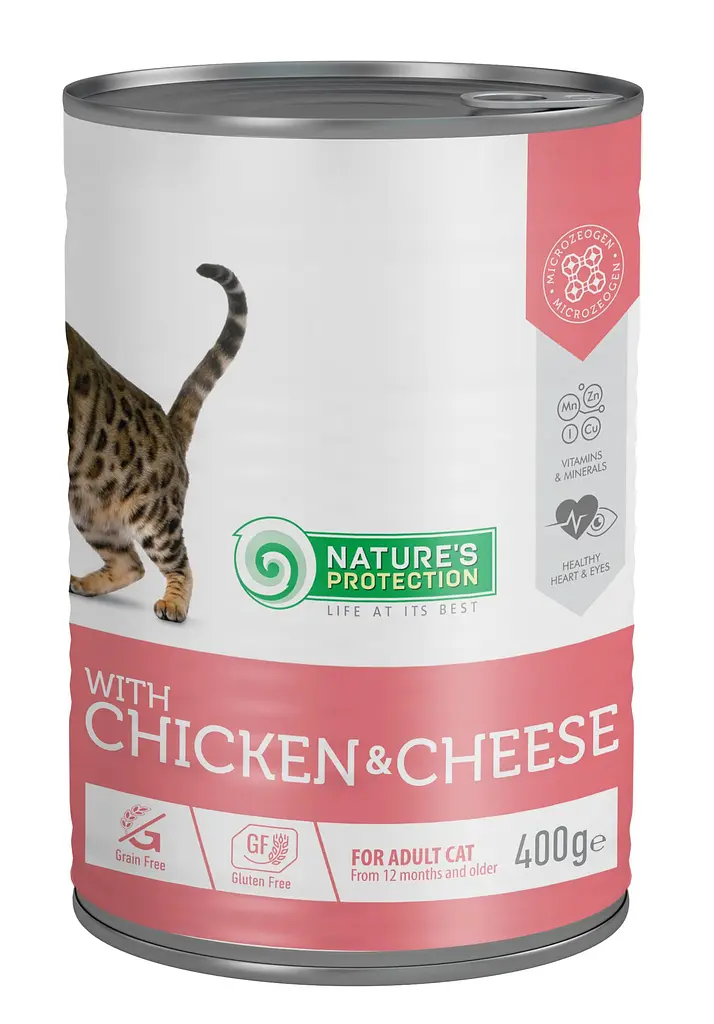 Вологий корм для дорослих котів з куркою і сиром Nature's Protection with Сhicken & Сheese, 400г