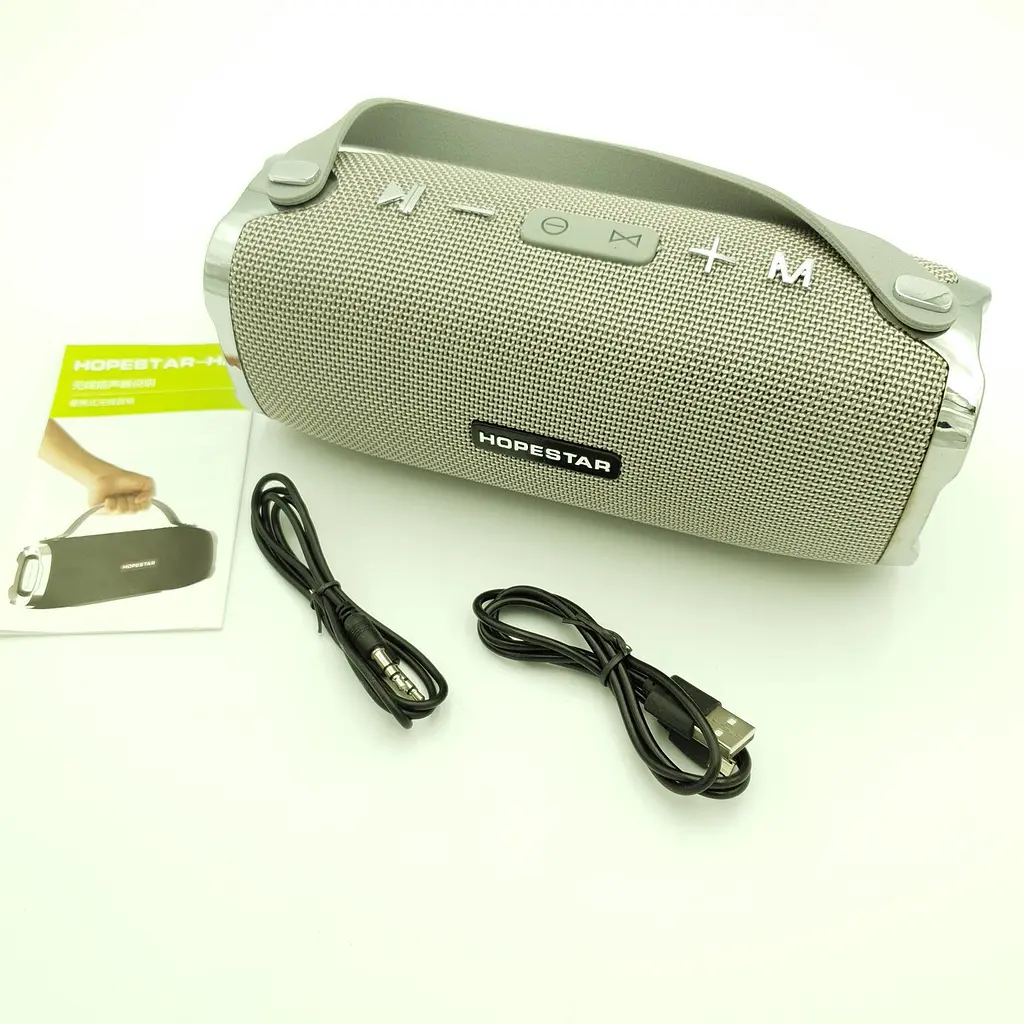 Бездротова акумуляторна колонка Bluetooth акустика FM MP3 AUX USB Hopestar H24 сірий - фото 4