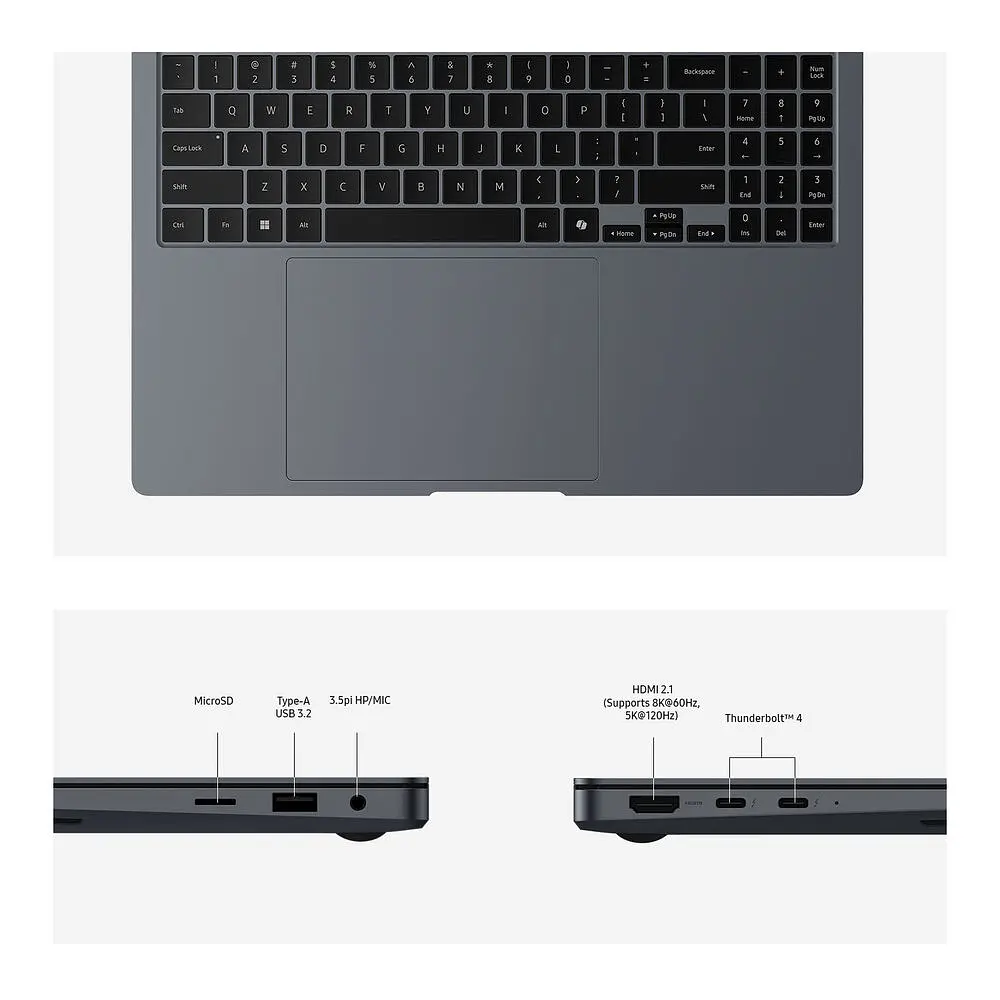 Ноутбук Samsung Galaxy Book4 Ultra, 16 inch 3K AMOLED, процесором Intel Core Ultra 7 155H, Пам'ять 32GB RAM LPDDR5X, spatiu de накопичувач 1TB SSD, відеокарта nVidia RTX 4050 6GB, Windows 11 Pro, Moonstone сірий - фото 10