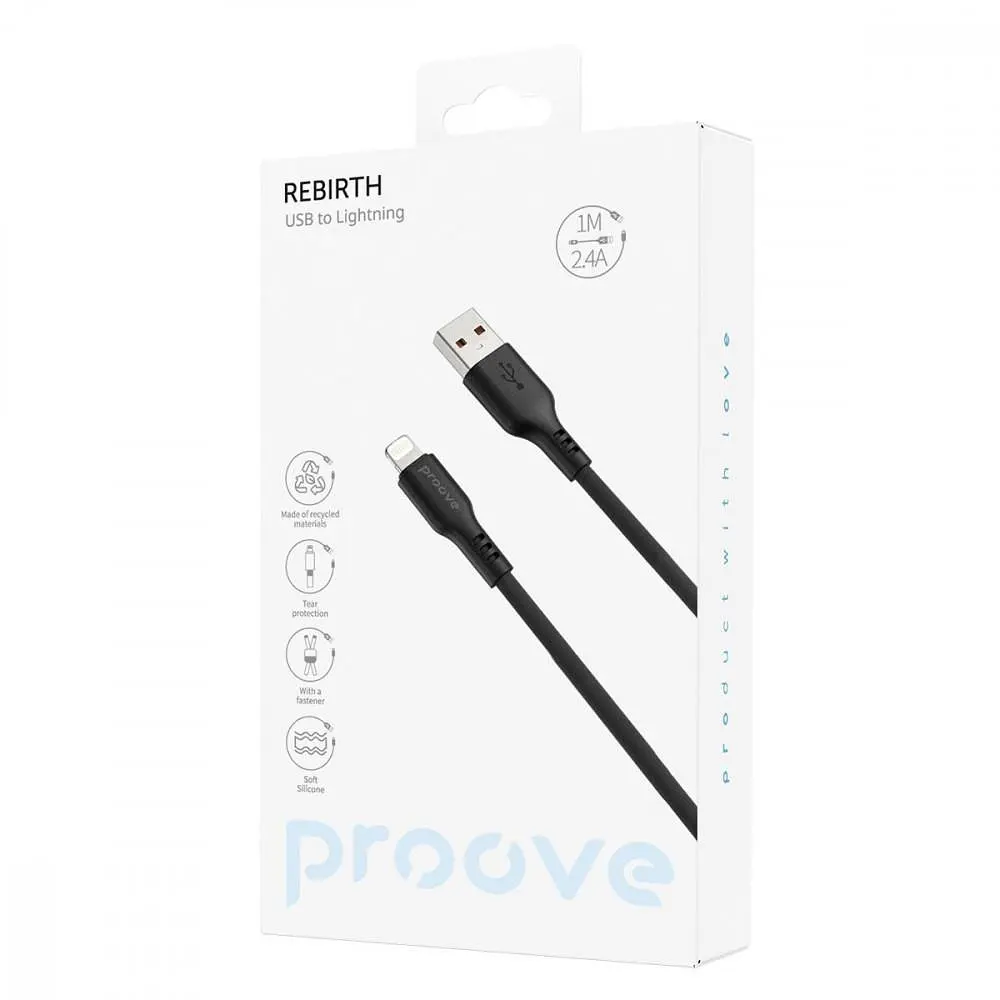 Кабель Proove Rebirth USB to Lightning 2.4A (1m) black (CCRE60001101) - фото 3
