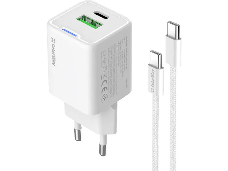 Мережевий зарядний пристрій ColorWay C101A GaN Mini 20 W White (CW-CHS062PDC-WT) - фото 3