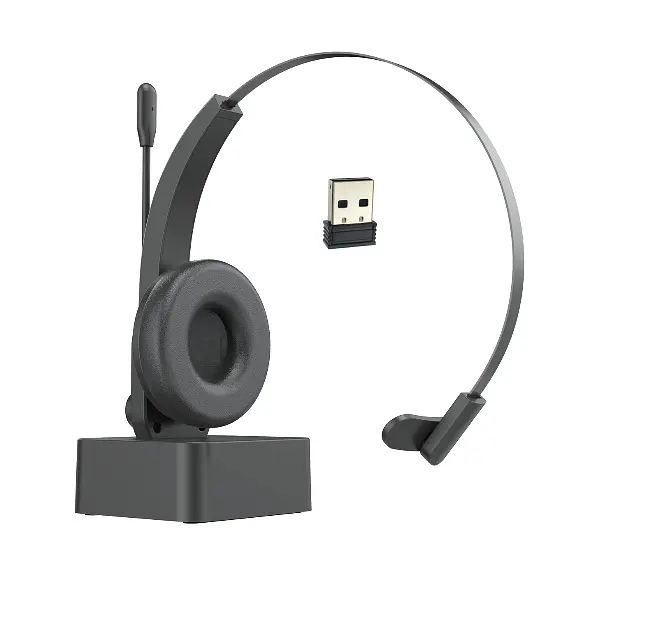 Бездротова Bluetooth-гарнітура Opptel BH63S з поворотним мікрофоном та USB-ресивером 2.4G (Чорний) - фото 3