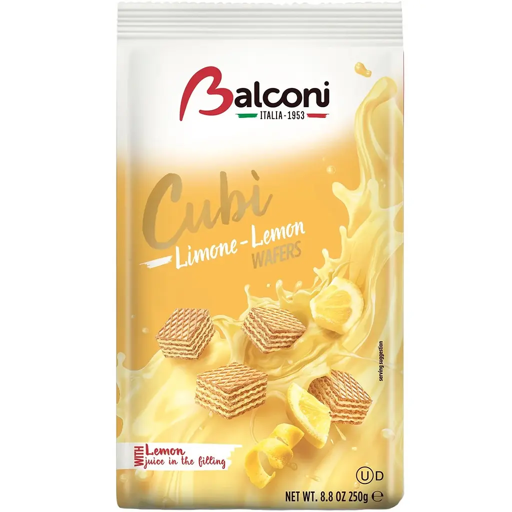 Вафлі Balconi Limone- Lemon кубики з лимоном 250 г