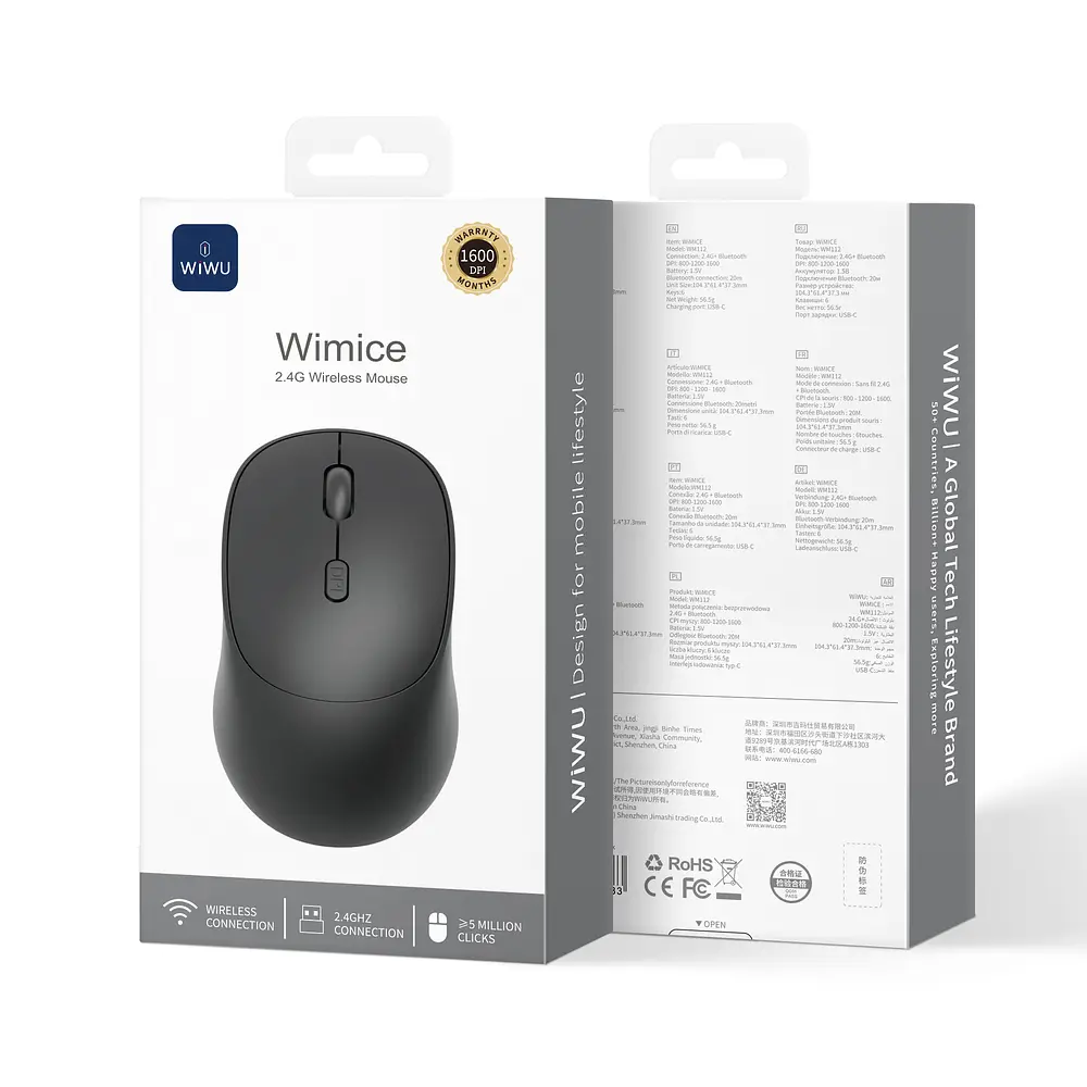 Маніпулятор миша бездротова WIWU 2.4G Wireless Mouse WM112 Black - фото 7
