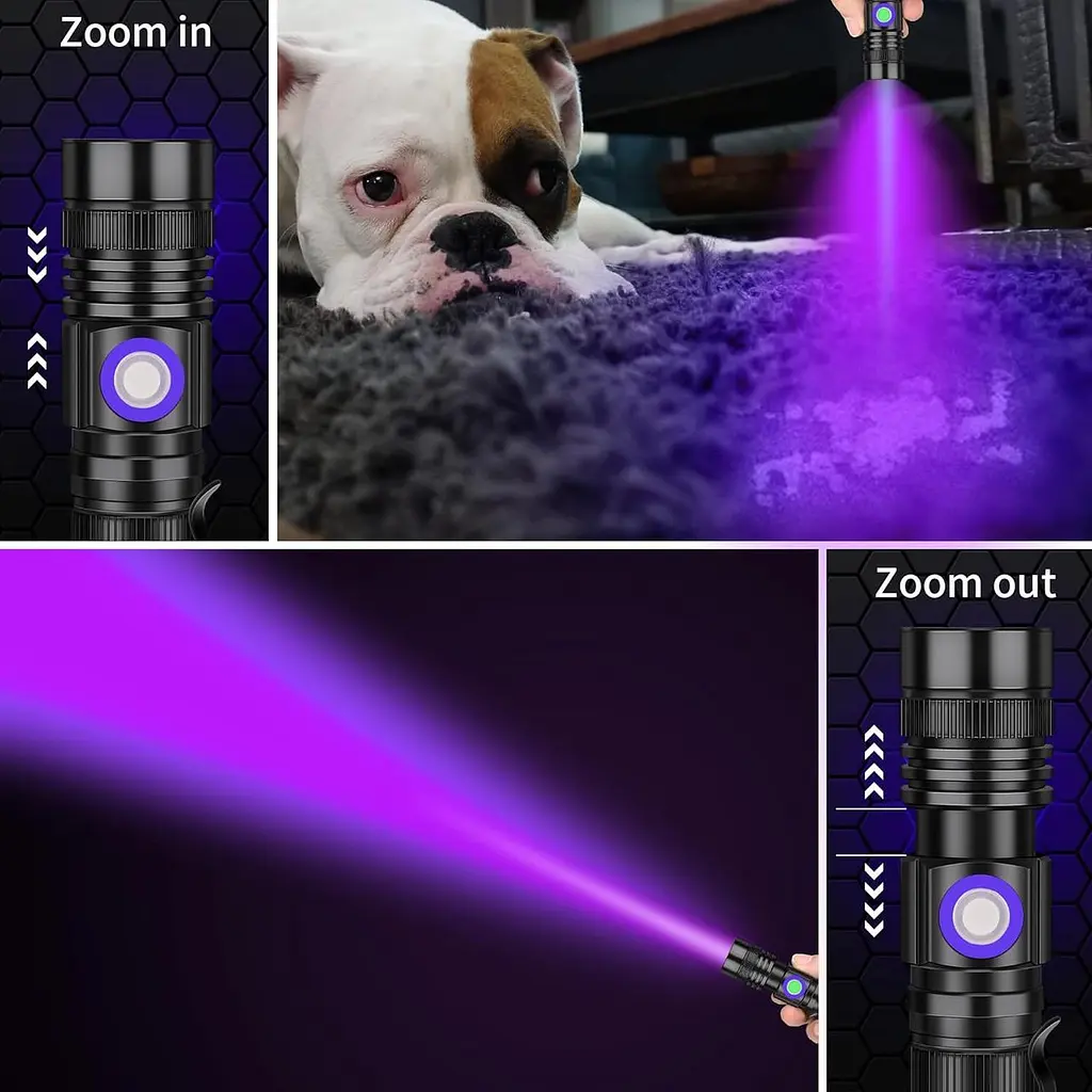 DARKBEAM UV 395nm Ліхтарик USB Перезаряджуваний, Wood's Lamp Black Light, Ручний ультрафіолетовий світлодіод Портативний - фото 2