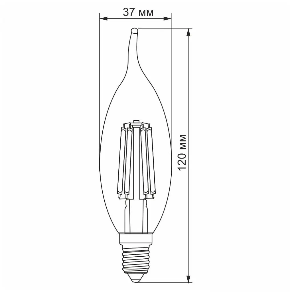 Лампочка Videx Filament C37Ft 6W E14 4100K 220V (VL-C37Ft-06144) - фото 3